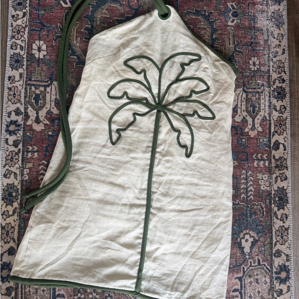 FARM Rio Green and Cream Palm Mini Dress
